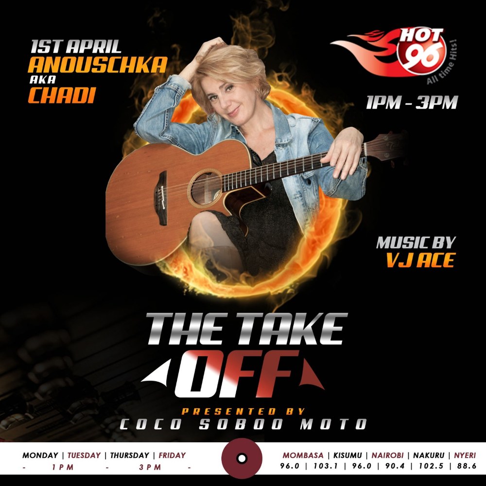 Promotional poster for The Take Off on Hot 96 All Time Hits, billed Anouschka aka Chadi