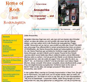Press clipping: Home of Rock, Germany — Interview (2011, in German)